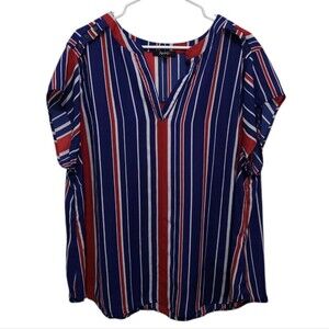 Impulsive V-Neck Short Sleeve V-Neck Tunic Blouse 3X